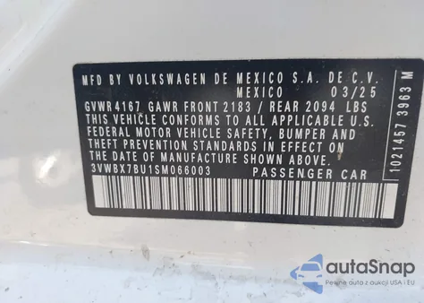 2025 Volkswagen Jetta 1.5T Sport from USA, damaged, VIN 3VWBX7BU1SM066003